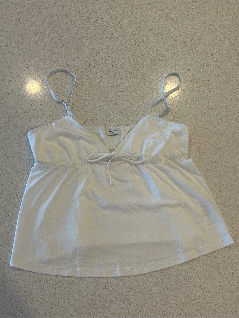 Aritzia Sunday Best White Tie-Front Spaghetti Strap Tank Top